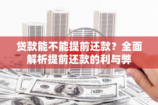 安化贷款能不能提前还款？全面解析提前还款的利与弊