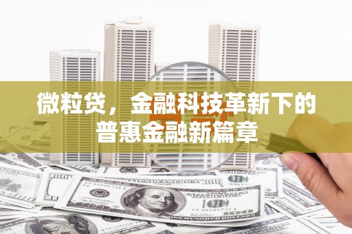 安化微粒贷，金融科技革新下的普惠金融新篇章