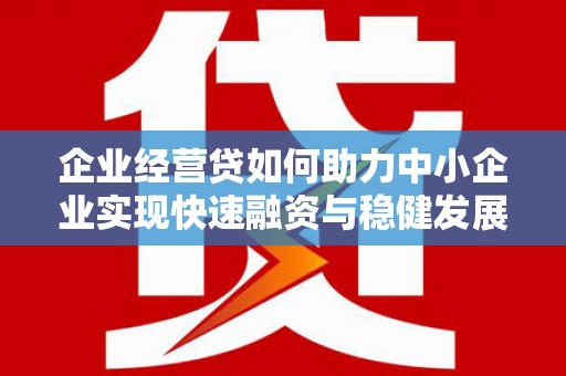 安化企业经营贷如何助力中小企业实现快速融资与稳健发展